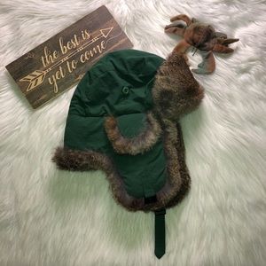 Crown Cap Winnipeg Canadian Aviator Fur Cap Hat,Size-M/M,Color-Green,Unisex.